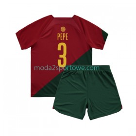Koszulka Portugalia PEPE 3 Dziecięcy Domowe Stroje Piłkarskie World Cup 2022 Krótki Rękaw